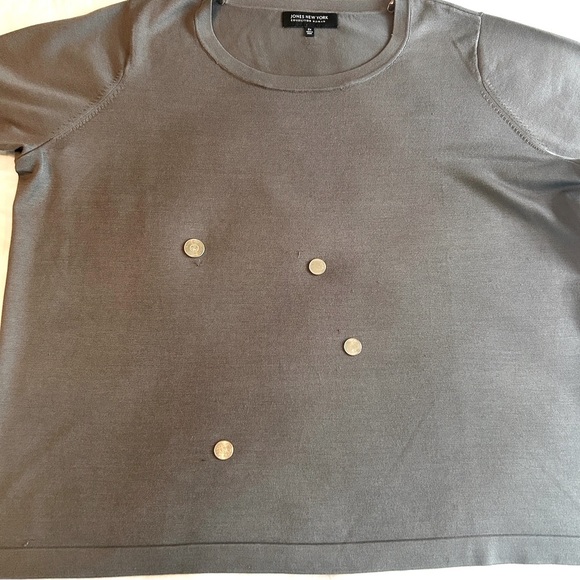 Jones New York Sweater Grey Silk Blend Pullover Short Sleeves Soft Plus size 2X - Picture 14 of 14